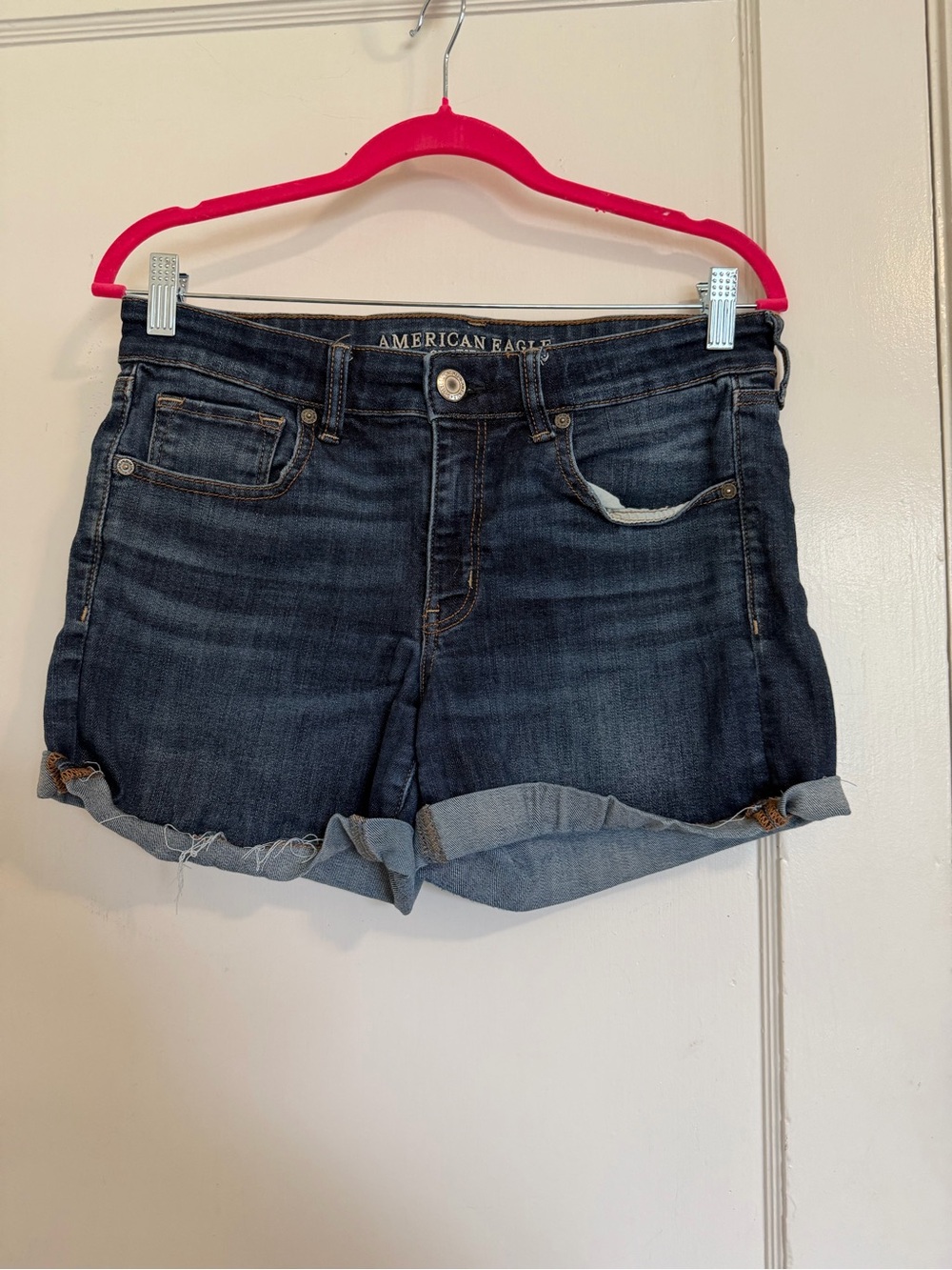 American Eagle Outfitters Dark Blue Denim Cuffed Women's Shorts Size 12